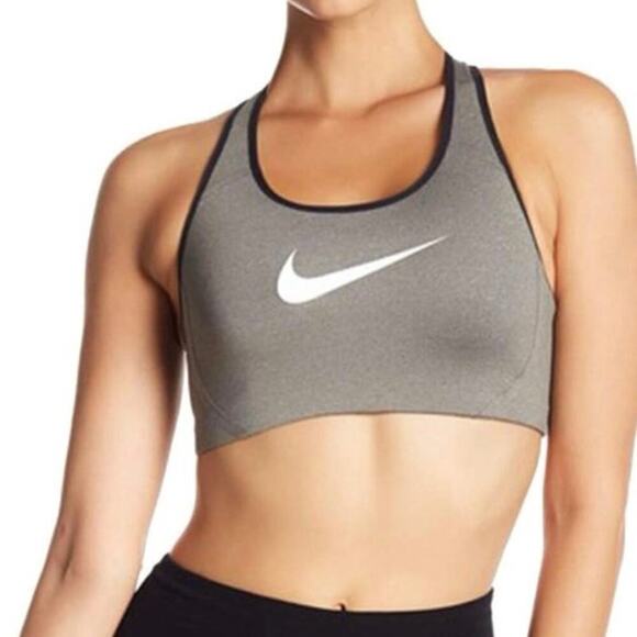 NIKE Victory Shape No-Wire Sports Bra Grey Black Swoosh - Medium - Picture 1 of 6